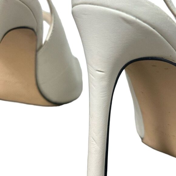 Nine West Stiletto Heels 5 Slingback Black Cap Toe Classic Elegant Chic White - Picture 7 of 9